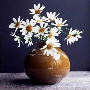 گلدون با گلهای سفید