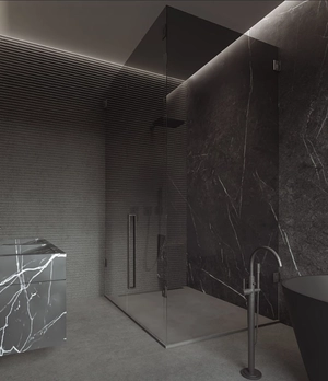 روشوی تمام سنگ مشکی با رگه سفید کابین دودی