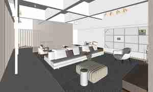 نشیمن مدرن با سقف نیمه باز برای اسکچاپ