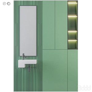 طراحی دیوار روشوی با تم سبز