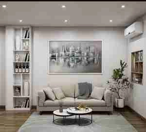 طراحی داخلی آشپزخانه و نشیمن مینیمال و کوچک تم کرم و سفید 98 برای اسکچاپ