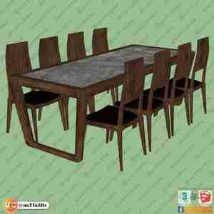 میز و صندلی ناهارخوری چوبی با فرم منحنی برای اسکچاپ