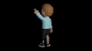 دختر 3d گرافیکی در حال اشاره به سمت بالا