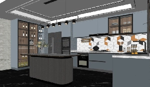 طراحی داخلی آشپزخانه مدرن برای اسکچاپ