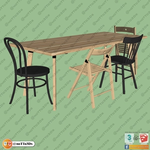 میز و صندلی ناهارخوری چوبی 34 برای اسکچاپ