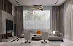 طراحی نشیمن و آشپزخانه لوکس و مدرن با تلفیقی از سنگ و چوب برای اسکچاپ