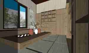 طراحی داخلی آشپزخانه و اتاق چایی خوری به سبک ژاپنی برای اسکچاپ