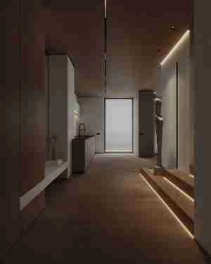 صحنه داخلی مدرن با استفاده از متریال چوب