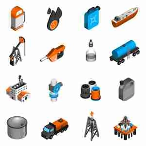 آیکون شرکت نفتی Oil Industry Isometric Icons