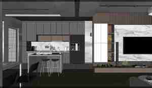 طراحی داخلی واحد مسکونی مدرن برای اسکچاپ