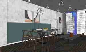 طراحی مدرن و مینیمال در فضای نشیمن و غذاخوری برای اسکچاپ