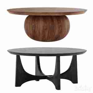 میز  قهوه خوری گرد چوبی طرح مدرن رنگ قهوه ای و مشکی Wood Coffee Table West Elm