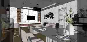 طراحی داخلی فضای نشیمن و پذیرایی برای اسکچاپ