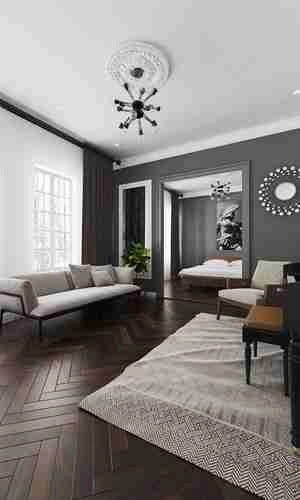 طراحی داخلی اتاق خواب با نشیمن خصوصی برای اسکچاپ