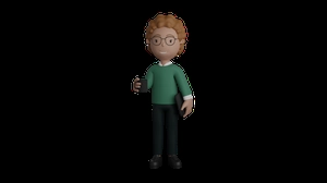 دختر 3d گرافیکی با لیوان قهوه