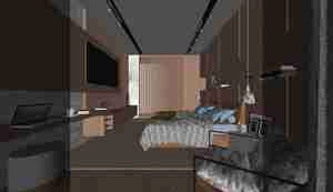 طراحی داخلی اتاق خواب مدرن برای اسکچاپ