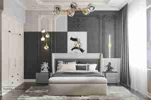 طراحی داخلی اتاق خواب نئوکلاسیک برای اسکچاپ