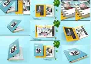 Spiral Hardbound Book With Folder Cover Mockups