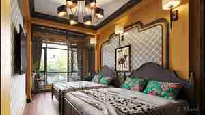 طراحی داخلی اتاق خواب هتلی برای اسکچاپ