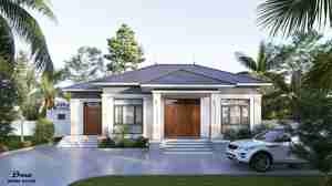 طراحی ویلا مدرن با سقف شیبدار برای اسکچاپ