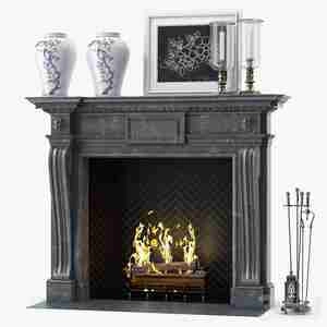 شومینه با سنگ مشکی و رگه های سفید Mansfield Fireplace