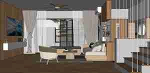 طراحی داخلی و نمای ویلای مدرن با ترکیب متریال چوب و بتن برای اسکچاپ