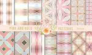 بک گراند پترن تم صورتی Gold and Pink Seamless Patterns