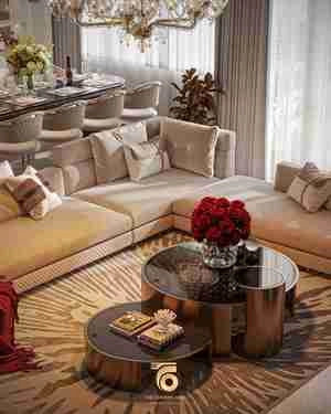 طراحی دکوراسیون لوکس طلایی و لاکچری خانوم بازیگر سوجان