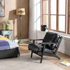 مبل تک چرم مشکی / صندلی دسته دار مشکی