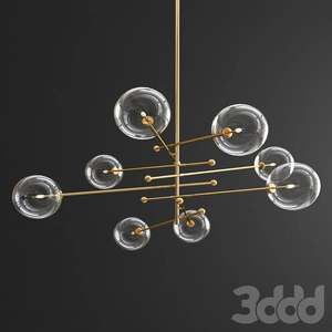 لوستر  
Glass Globe Mobile 8 Arm Chandelier - Gold