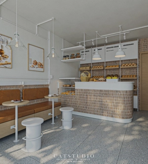 طراحی داخلی شیرینی‌فروشی و کافی شاپ برای اسکچاپ