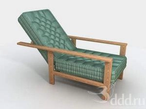 ابجکت صندلی راحتی چوبی با رنگ سبز