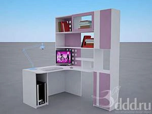 آبجکت 3d اتاق کودک میز تحریر با کتابخانه