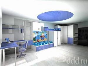 ست  کامل اتاق نو جوان با میزکاری تیم رنگی آبی آسمانی /سفید