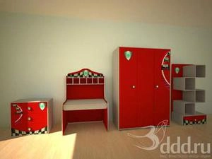 ست  کامل کمد های چوبی رنگ قرمزبرای اتاق کودک