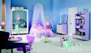 ست  کامل اتاق کودک دخترونه با تیم رنگی آبی بنفش