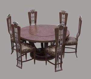 ابجکت میز صندلی گرد چوبی طرح کلاسیک