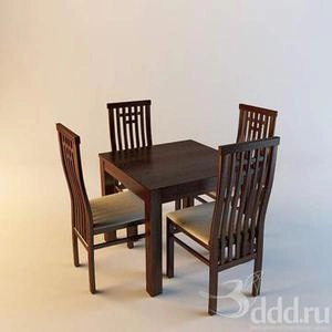 ابجکت میز صندلی  چوبی طرح 4نفره کلاسیک