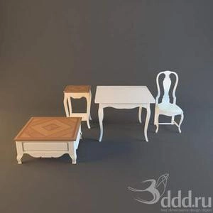 ابجکت میز صندلی رنگ سفید طرح  کلاسیک