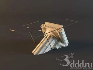 ابجکت 3d میز با سر ستون و شیشه