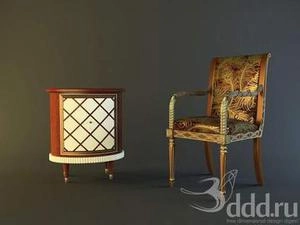 ابجکت صندلی وعسلی کلاسیک منبت کاری شده