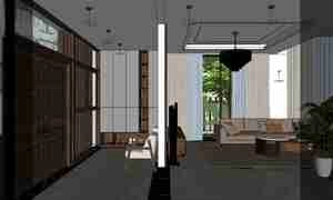 طراحی داخلی نشیمن و آشپزخانه مدرن و مینیمال برای اسکچاپ