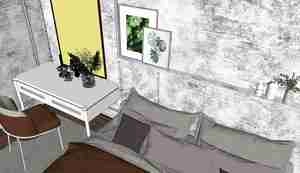 طراحی داخلی اتاق خواب مدرن با تم رنگی آبی برای اسکچاپ