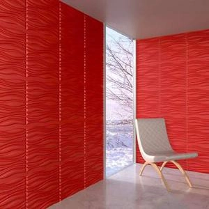 دیوار سه بعدی پترن  موجدار افقی با رنگ قرمز