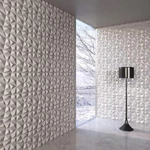 دیوار سه بعدی پترن  طرح مربع شکسته بارنگ سفید