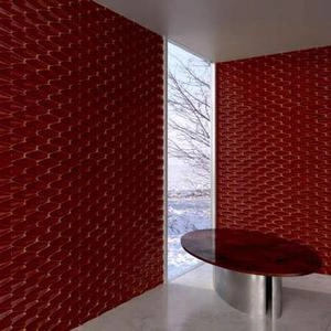 دیوار سه بعدی پترن با طرح بیضی با رنگ قرمز