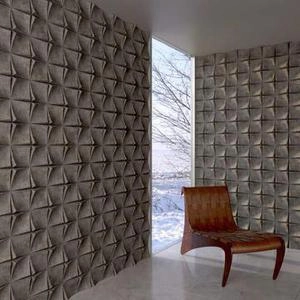 دیوار سه بعدی پترن ا طرح مربع برجسته با رنگ طوسی