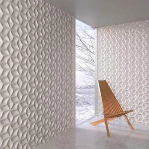 دیوار سه بعدی پترن با طرح برجسته با رنگ سفید