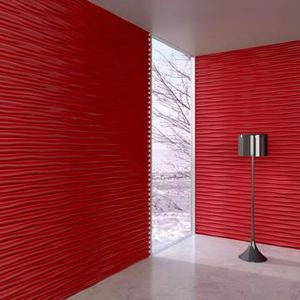 دیوار سه بعدی پترن با طرح موجی افقی و رنگ قرمز
