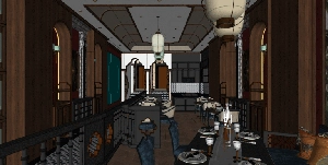 طراحی داخلی فضای رستوران برای اسکچاپ